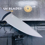 Spartan Blades Harsey Tactical Trout Black Handles 4.5" Fixed Blade Knife with Black Molle Sheath SB43BKBKNLBK