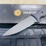 Spartan Blades Harsey Tactical Trout Black Handles 4.5" Fixed Blade Knife with Black Molle Sheath SB43BKBKNLBK