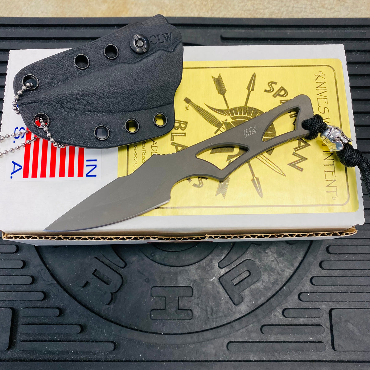Spartan Blades SB2BK Enyo Neck Knife, Black, 2-11/16" S35VN Drop Point Blade, Black Kydex Sheath