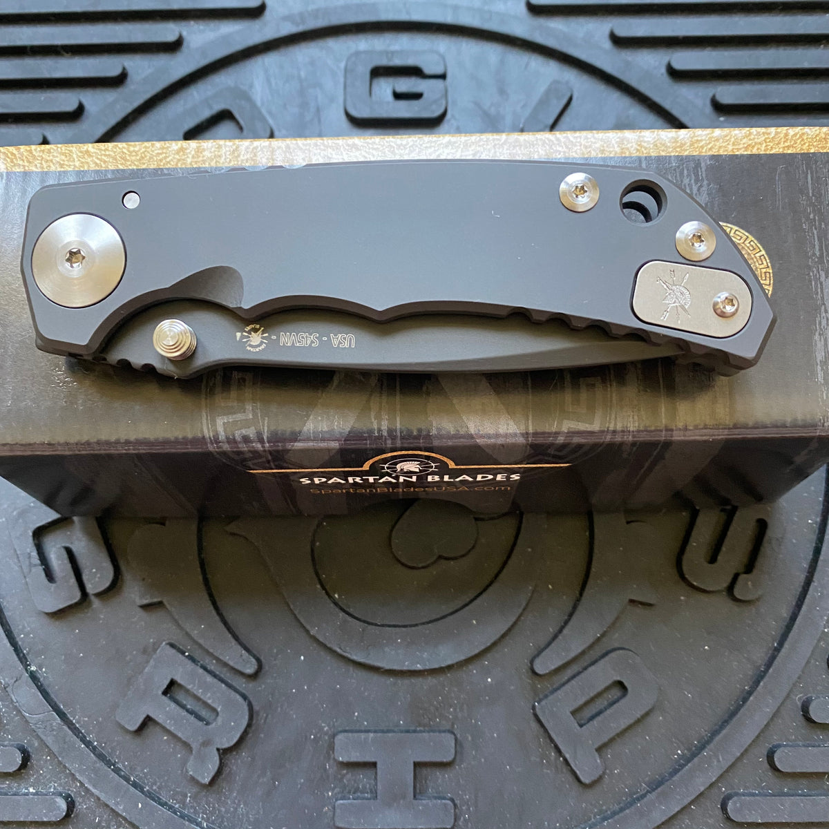 Spartan Blades SF5BK SHF Harsey Folding Knife 3.95" S45VN Black DLC Plain Blade, Black Titanium Handles