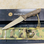 Spartan Blades Moros Flat Dark Earth Combat Utility 5.25" Fixed Knife with Multicam Molle Sheath SB53DEGRNLMC