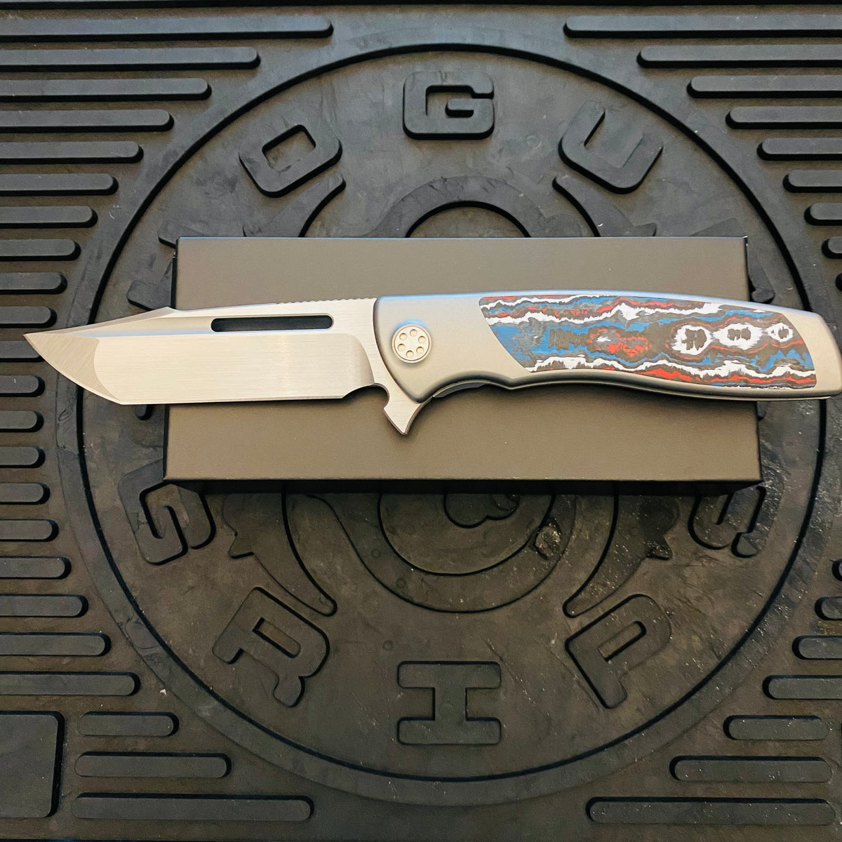 Sharp By Design Mini Evo Flipper 3.25" Satin HARPOON NEBULA FAT CARBON Inlay Knife