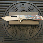 Sharp By Design Mini Evo Flipper 3.25" Satin HARPOON NEBULA FAT CARBON Inlay Knife