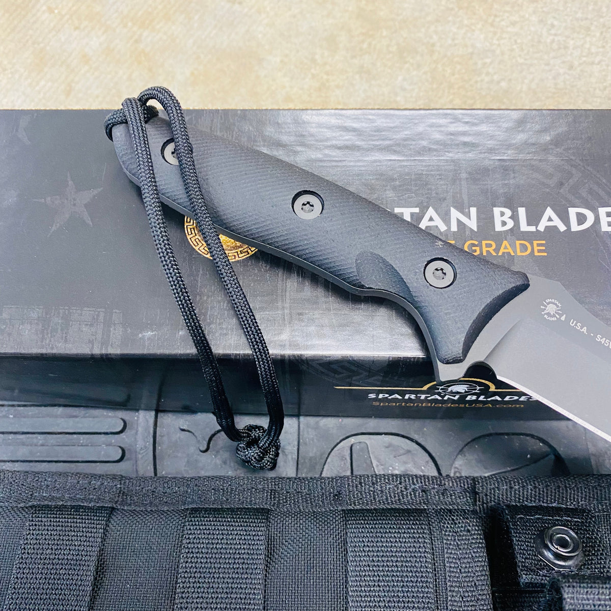 Spartan Blades Moros Black Combat Utility 5.25" Fixed Knife with Black MOLLE Sheath SB53BKBKNLBK
