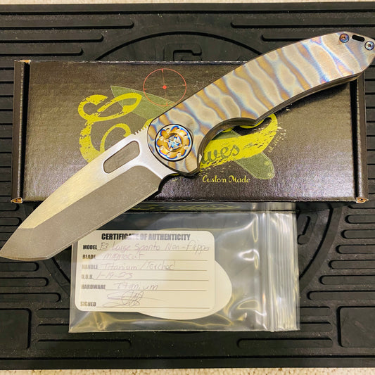 Curtiss Custom F3 Large 3.75" Spanto, Non-Flipper SLIM, Titanium Torched Handles, Torched Hardware, Magnacut Knife