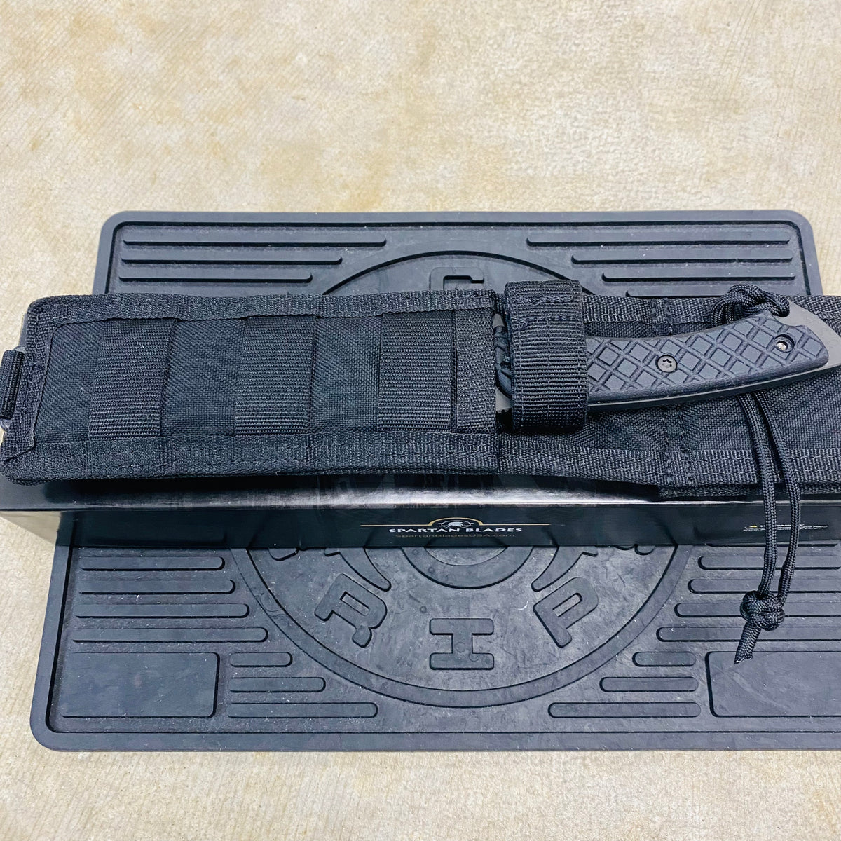 Spartan Blades Horkos Black 5.6" Fixed Blade Knife CE Canvas Micarta Black Handle with Black Molle Sheath SB4BKBKNLBK