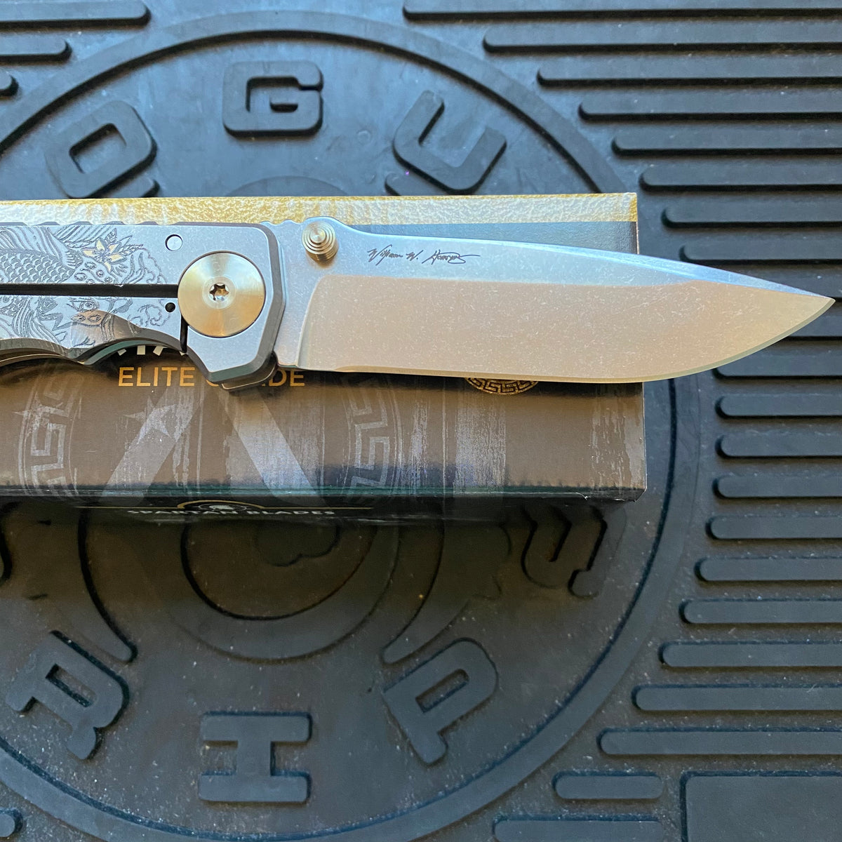 Spartan Blades SF5KOIFISH SHF Koi Fish Harsey Folding Knife 3.95" S45VN Stonewashed Plain Blade, Titanium Handles