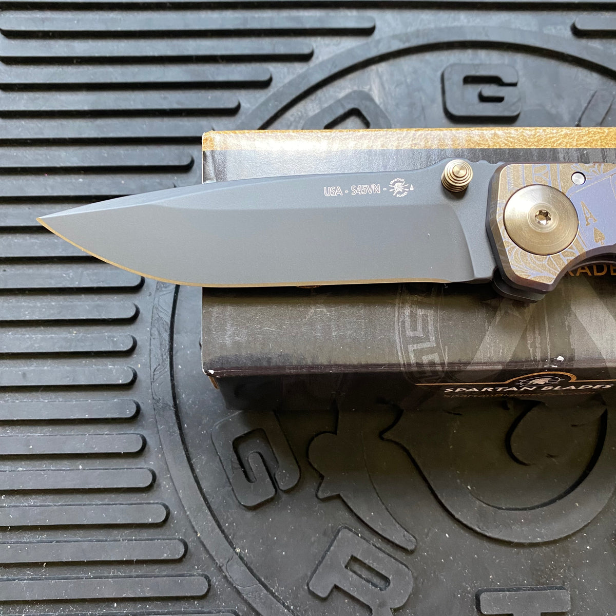 Spartan Blades SF5RFLUSH SHF Royal Flush Harsey Folding Knife 3.95" S45VN PVD Blade, Titanium Handles