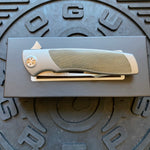 Sharp By Design Mini Evo Flipper 3.25" Satin Harpoon OD OLIVE MICARTA Inlay Knife