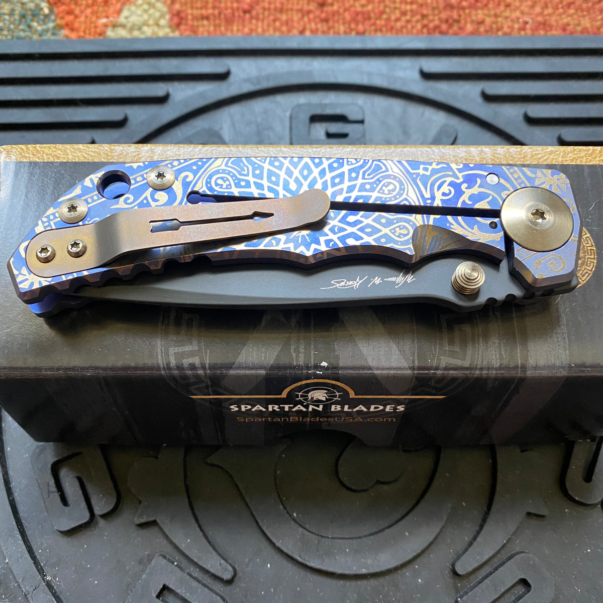Spartan Blades SF5RFLUSH SHF Royal Flush Harsey Folding Knife 3.95" S45VN PVD Blade, Titanium Handles