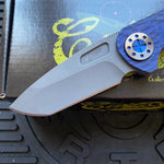 Curtiss Custom F3 Medium SLIM 3.25" Spanto NON-Flipper, FJ-Mill Blue ANO, Blasted Magnacut Folding Knife