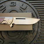 Sharp By Design Mini Evo Flipper 3.25" Satin Drop Point PURPLE HAZE FAT CARBON Inlay Knife