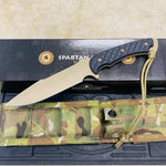 Spartan Blades Horkos Flat Hard Earth 5.6" Fixed Blade Knife CE Canvas Micarta Black Handle with MultiCam Molle Sheath SB4DEBKNLMC