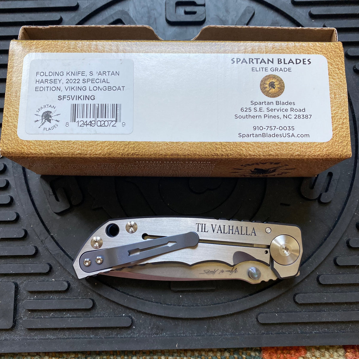 Spartan Blades SF5VIKING SHF Viking Longboat Harsey Folding Knife 3.95" S45VN Stonewashed Plain Blade, Titanium Handles