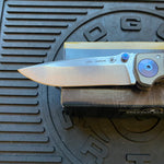 Spartan Blades SF5DRAGON SHF Dragon Harsey Folding Knife 3.95" S45VN Stonewashed Plain Blade, Titanium Handles