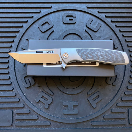 Sharp By Design Mini Evo Flipper 3.25" Satin HARPOON CARBON FIBER Inlay Knife