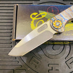 Curtiss Custom F3 Large 3.75" Spanto, Non-Flipper SLIM, Titanium Torched Handles, Torched Hardware, Magnacut Knife