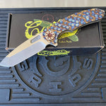 Curtiss Custom F3 Large 3.75" Spanto, Flipper, Titanium Torched PM-Mill Handles, Bronzed Polished Hardware, Magnacut Knife