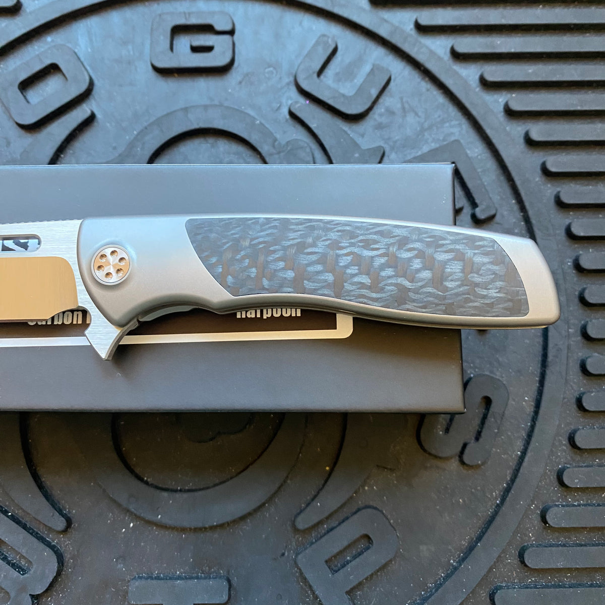 Sharp By Design Mini Evo Flipper 3.25" Satin HARPOON CARBON FIBER Inlay Knife
