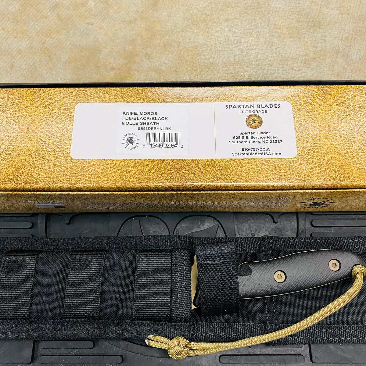 Spartan Blades Moros Flat Dark Earth Combat Utility 5.25" Fixed Knife with Black Molle Sheath SB53DEBKNLBK