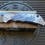 Spartan Blades SF5 VIKING Damascus SHF Viking Longboat Harsey Folding Knife 3.95" Damascus Blade, Titanium Handles
