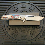 Sharp By Design Mini Evo Flipper 3.25" Satin HARPOON NEBULA FAT CARBON Inlay Knife