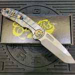 Curtiss Custom F3 Large 3.75" Spanto, Non-Flipper SLIM, Titanium Torched Handles, Torched Hardware, Magnacut Knife